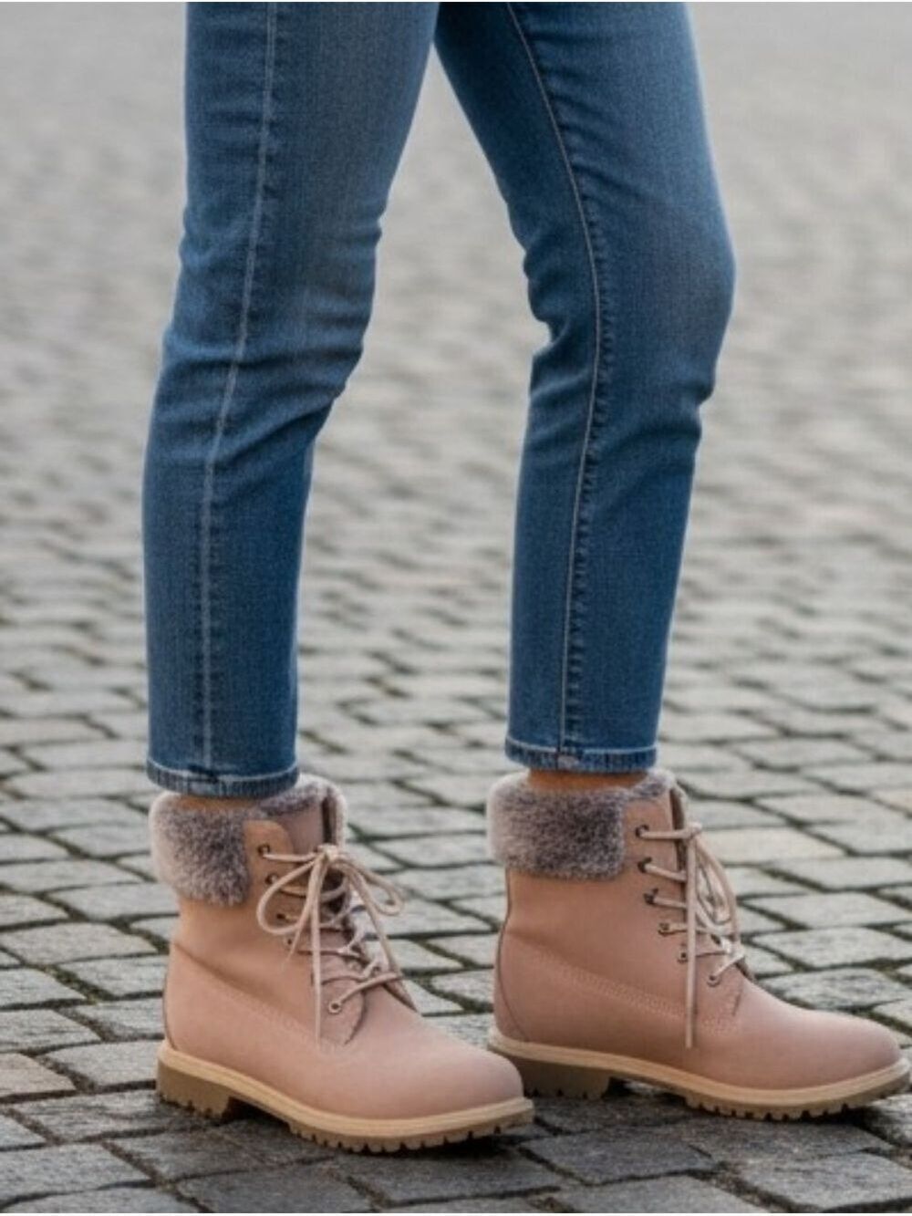 Portland Women's Lace-Up Faux Fur Ankle Combat Boots Tan Brown Size 10
